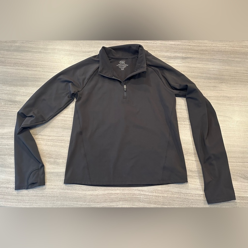 Athleta Girl Black Icebreaker Half Zip Top, size Girl’s XL/14